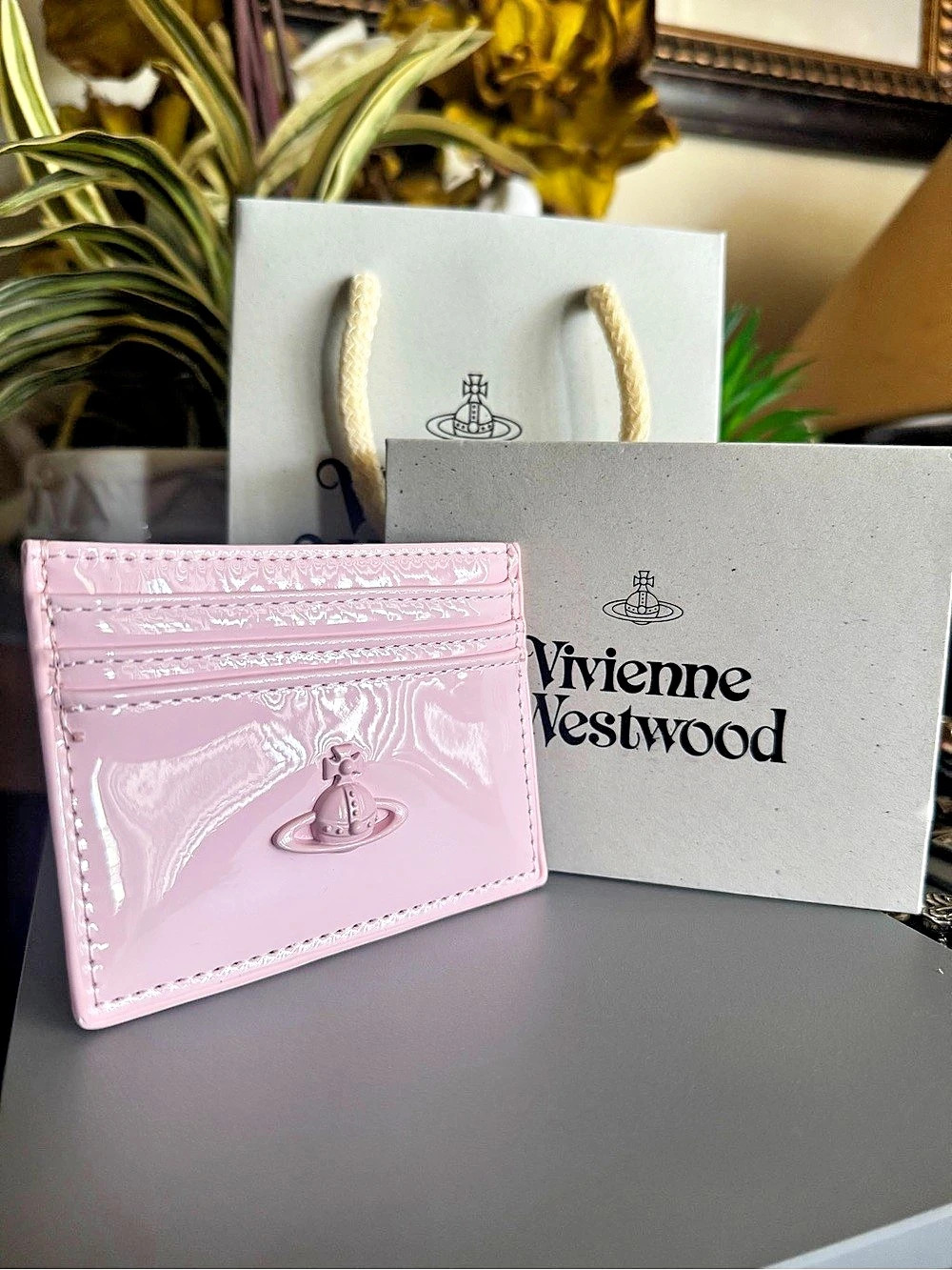 Vivienne Westwood Patent Leather Flat Card Holder Pink